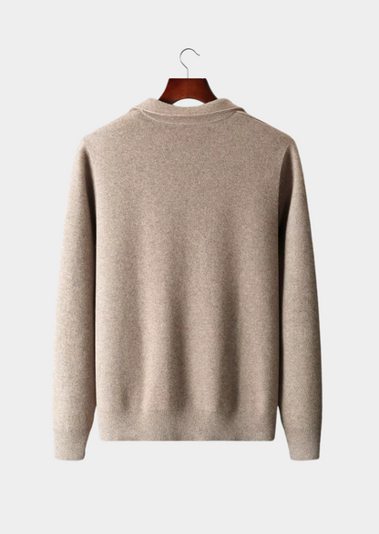 EXTRAFEINER MERINOWOLLE ZIP-POLO-STRICKJACKE